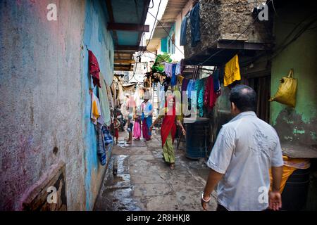 Das tägliche Leben im Slum bei Colaba. Mumbai. Indien Stockfoto
