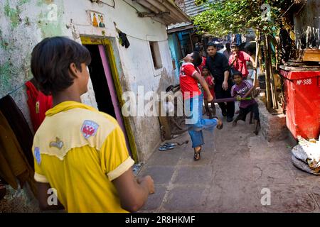 Das tägliche Leben im Slum bei Colaba. Mumbai. Indien Stockfoto