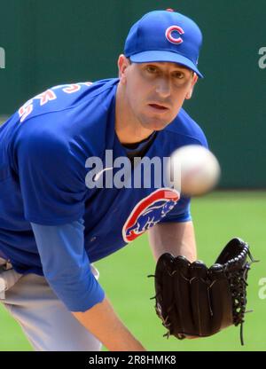 Pittsburgh, Usa. 21. Juni 2023. Chicago Cubs, der den Pitcher Kyle Hendricks (28) startet, tritt gegen die Pittsburgh Pirates im PNC Park am Mittwoch, den 21. Juni 2023 in Pittsburgh an. Foto: Archie Carpenter/UPI Credit: UPI/Alamy Live News Stockfoto