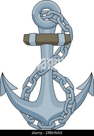 Schiffsanker Schiffskette Seemannsabbildung Stock Vektor