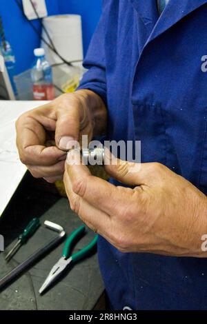 Werkstatt. Motorroller- Und Lambretta-Museum. Rodano. Milan Provice. Italien Stockfoto