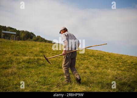 Bauer und Viehzüchter. Taleggio-Tal. Lombardei. Italien Stockfoto