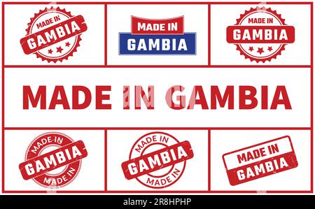 Hergestellt Aus Gambia Gummistempel Set Stock Vektor