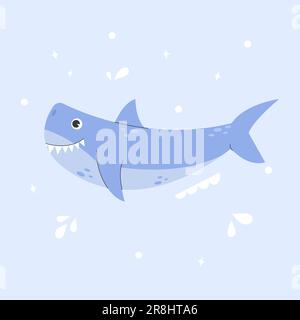 Poster mit süßem blauen Hai. Stock Vektor