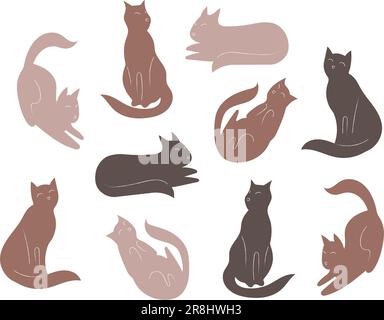 Satz von Katzenzeichen. Niedliche Symbole für Design. Vektordarstellung Stock Vektor
