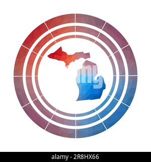 Michigan-Emblem. Helles Farbverlauf-Logo des US-Bundesstaates in flachem Poly-Stil. Stock Vektor