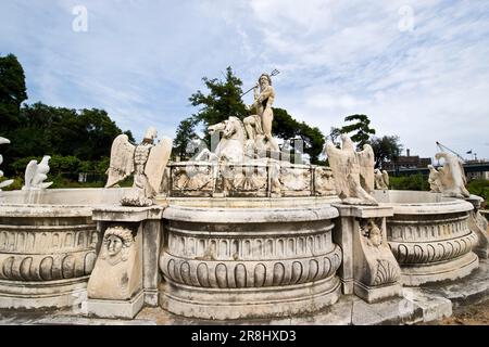 Neptun-Brunnen. Villa Del Principe. Palazzo Andrea Doria. Villa des Prinzen. Andrea Doria Palast. Genua. Ligurien. Italien Stockfoto