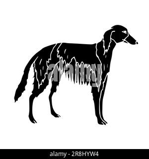 Vektor handgezeichnet Kritzelzeichnung schwarzer russischer Borzoi-Hund isoliert auf weißem Hintergrund Stock Vektor