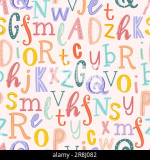Schöne handgezeichnete Buchstaben, Kritzelalphabet, Schulhintergrund, großartig für Banner, Tapeten, Umhüllung - Vektordesign Stock Vektor
