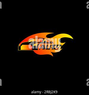 Autodesign mit automatischer Flamme und Logo Stock Vektor