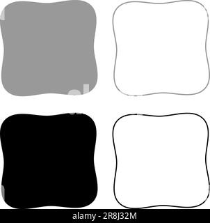 Quadrate haben abgerundete Ecken Rechteckform Symbol festlegen Grau Farbe Vektor Illustration Bild Einfache, durchgehende Konturlinie dünne, flache Form Stock Vektor