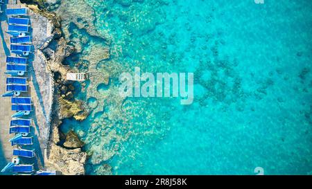 Luftaufnahme der blauen Lagune Stockfoto