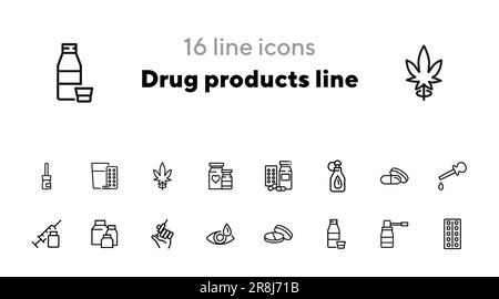 Symbole für Arzneimittellinien Stock Vektor