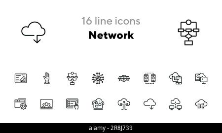 Symbolgruppe der Netzwerkleitung Stock Vektor