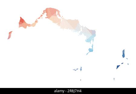 Karte der Turks- und Caicosinseln. Niedrige Poly-Darstellung der Insel. Geometrisches Design mit Streifen. Technologie, Internet, Netzwerkkonzept. Vektor krank Stock Vektor