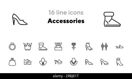 Symbolsatz für Zubehörzeile Stock Vektor