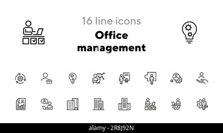 Symbolgruppe für Office-Management Stock Vektor