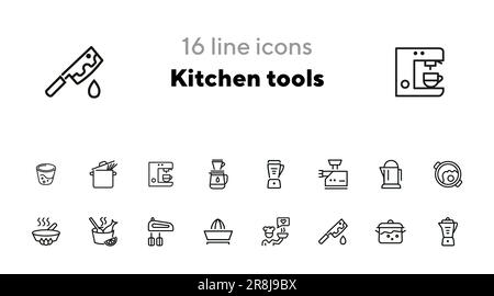 Symbolsatz für Küchenwerkzeuge Stock Vektor