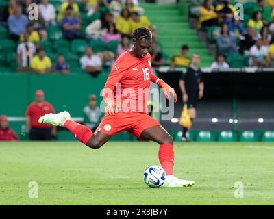 Lissabon, Portugal. 20. Juni 2023. 20. Juni 2023. Lissabon, Portugal. Senegal und Clermonts Torwart Mory Diaw (16) in Aktion während des internationalen Freundschaftsspiels zwischen Brasilien und Senegal Credit: Alexandre de Sousa/Alamy Live News Stockfoto