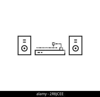 Schwarzes Symbol für dünnen Vinyl-Player Stock Vektor