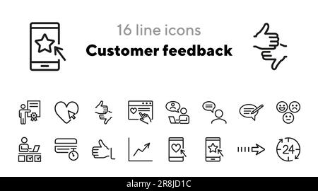 Symbolgruppe für Zeilen für Kundenfeedback Stock Vektor