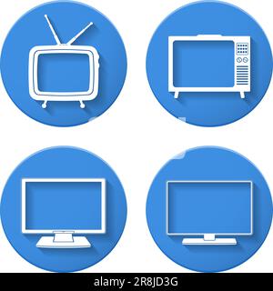 Retro- und moderne tv-Symbole, Vektor EPS10-Abbildung Stock Vektor