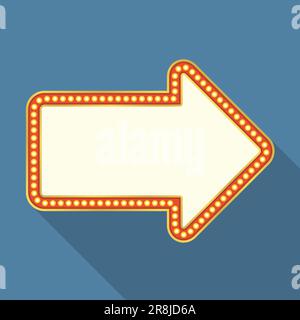 Retro-Banner mit Lichtern in Pfeilform, flaches Design mit langem Schatten, Vektor-EPS10-Abbildung Stock Vektor