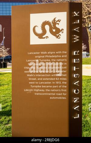 Schild Lancaster Walk in Lancaster PA Stockfoto