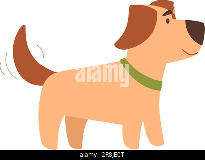 Vektordarstellung eines Jack-russell-Terrier im Profil. Lustiger kleiner Hund mit flauschigen Ohren. Flacher Stil, Cartoon-Charakter in brauner Farbe, isoliert Stock Vektor