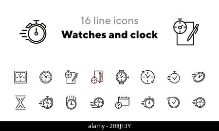 Uhren und Uhrzeilensymbol Stock Vektor