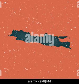 Java-Vintage-Karte. Grunge-Karte der Insel mit verzweifelter Textur. Java-Poster. Vektordarstellung. Stock Vektor