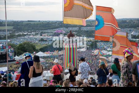 Glastonbury, Großbritannien. Mittwoch, 21. Juni 2023 Tag 1 des Glastonbury Festivals 2023. Kredit: Alamy Live News/Charlie Raven Stockfoto