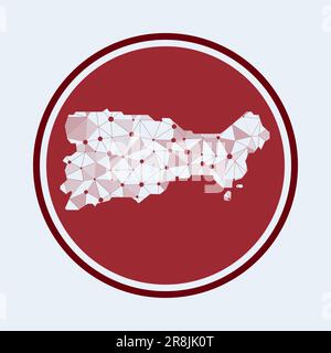 Capri-Symbol. Trendiges Tech-Logo der Insel. Rundes geometrisches Mesh. Technologie, Internet, Netzwerk, Telekommunikationskonzept. Stock Vektor