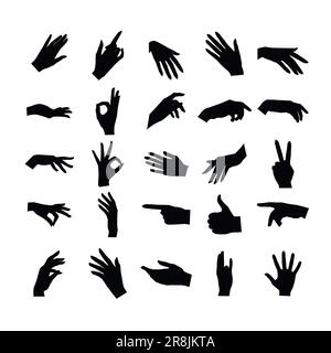 Weibliche Handsymbole in Silhouette Stock Vektor