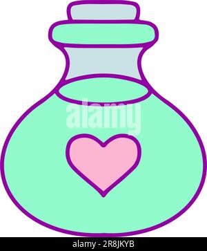 Süße Vektordarstellung des Aquarelltranks mit Herzen und Sternen auf weißem Hintergrund. Einhorn-Motiv für Druck, Banner Stock Vektor