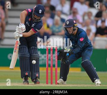 Northampton 21 - Juni 2023 : Ricardo Vasconcelos von Northamptonshire im Kampf um die Vitality T20 Blast zwischen Northamptonshire Steelbacks gegen Derbyshire Falcons im County Ground Northampton England . Stockfoto