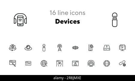 Symbolgruppe für Geräte-Zeile Stock Vektor