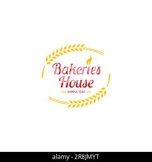 Bakeries House Logo. Bread House Logo Shop-Vorlage. Bakery Home Logo für die Verwendung Brotladen, Brotladen, Lebensmittelmarkt, Café, Restaurant. Stock Vektor