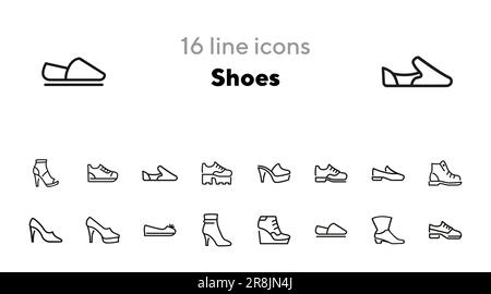 Symbolset für Schuhlinien Stock Vektor