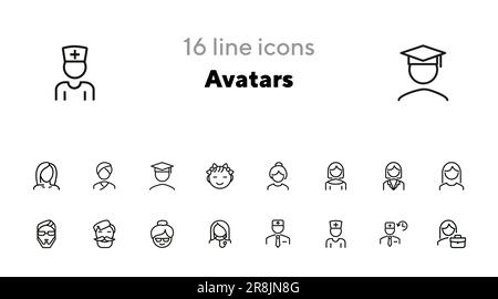 Symbolgruppe für Avatare Stock Vektor