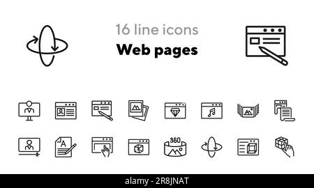 Symbolgruppe für Webseiten-Zeilen Stock Vektor