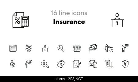 Symbolgruppe für Versicherungspositionen Stock Vektor