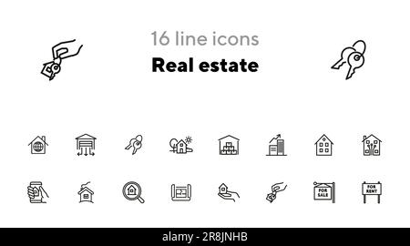 Symbolsatz für Immobilienlinien Stock Vektor