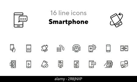 Symbolsatz der Smartphone-Leitung Stock Vektor