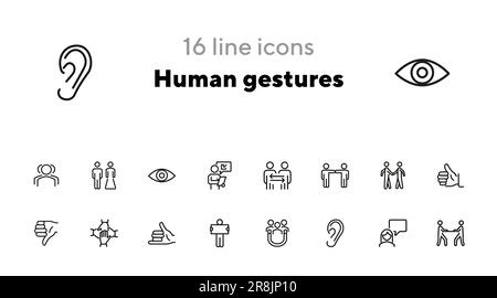 Symbolgruppe für Linien mit menschlichen Gesten Stock Vektor