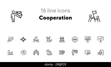 Symbolgruppe für Kooperationslinien Stock Vektor