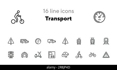 Symbolgruppe für Transportlinie Stock Vektor