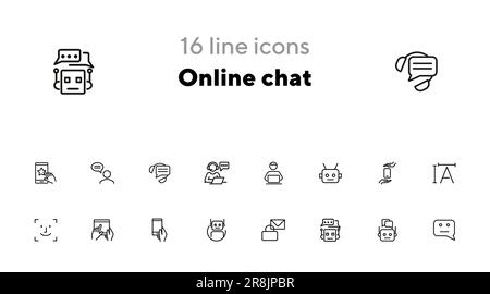 Symbolgruppe für Online-Chat-Leitungen Stock Vektor