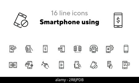 Smartphone mit Liniensymbol Stock Vektor