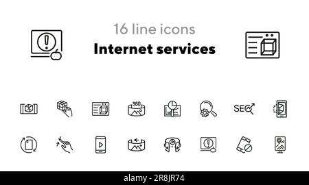 Symbolgruppe für Internet-Dienste Stock Vektor